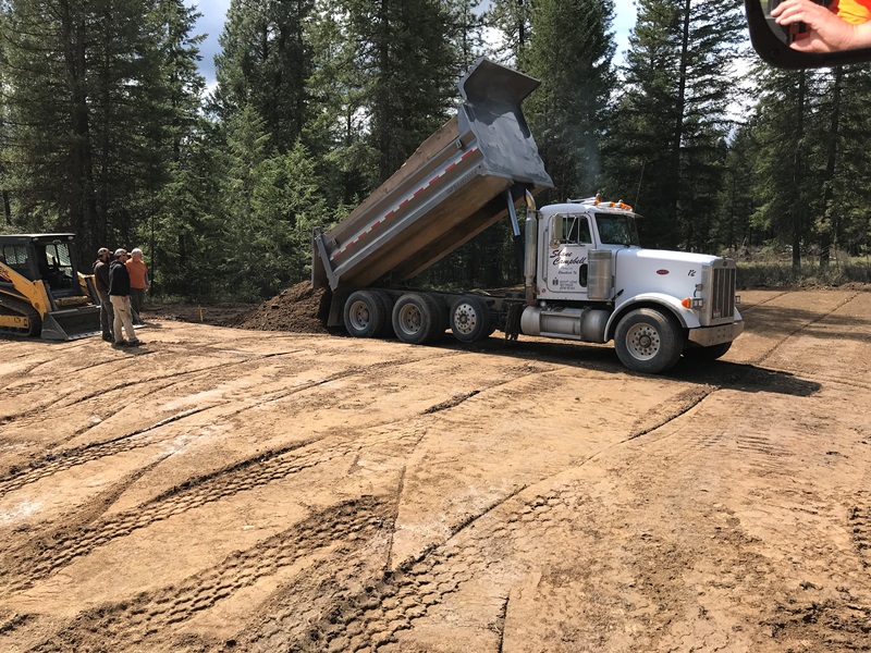 Dump truck at a forest road project