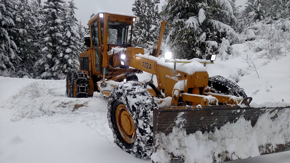 Snow removal blade on a truck